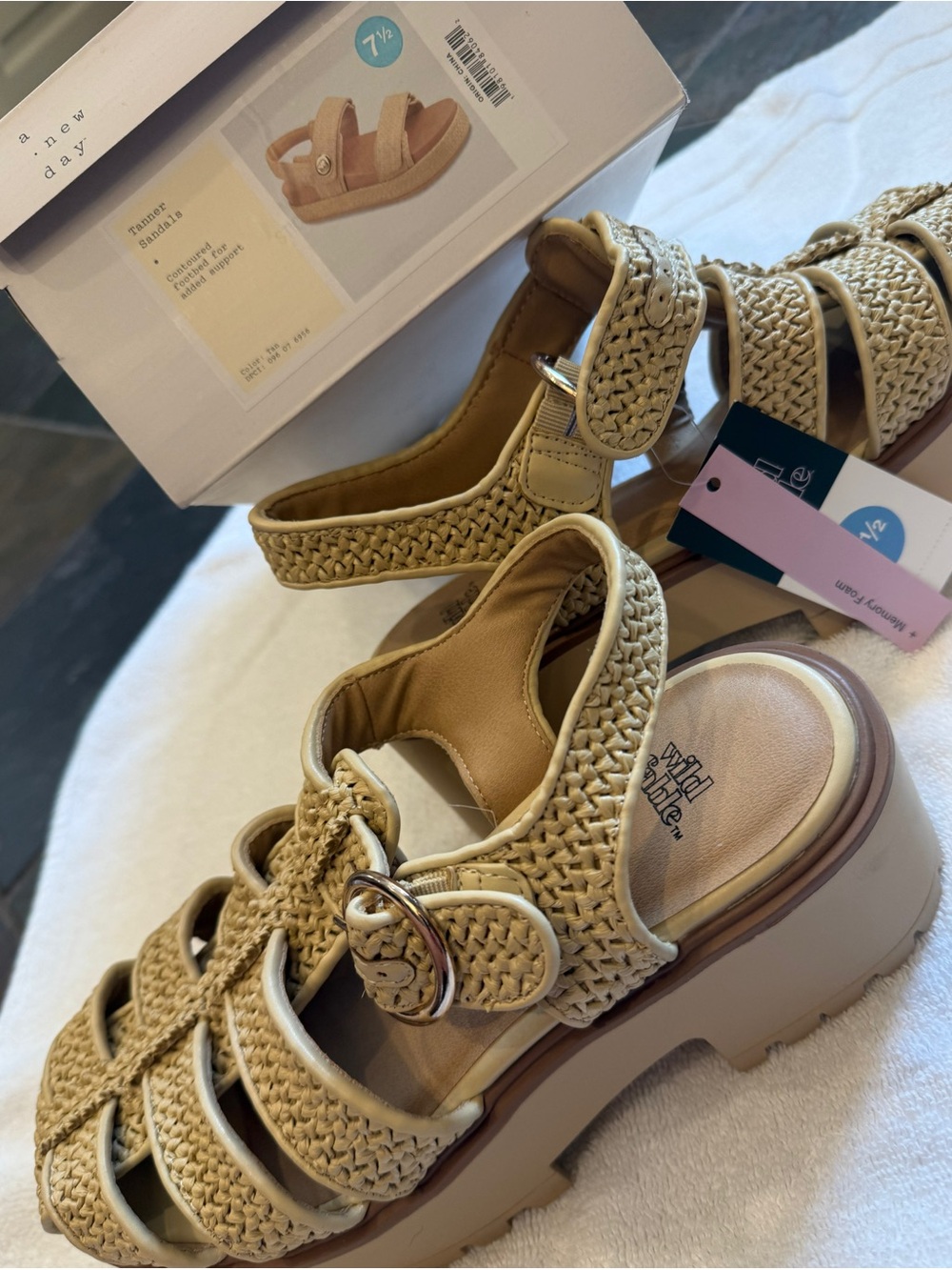 Woven Platform Sandals in Beige - Women 7.5 NWT